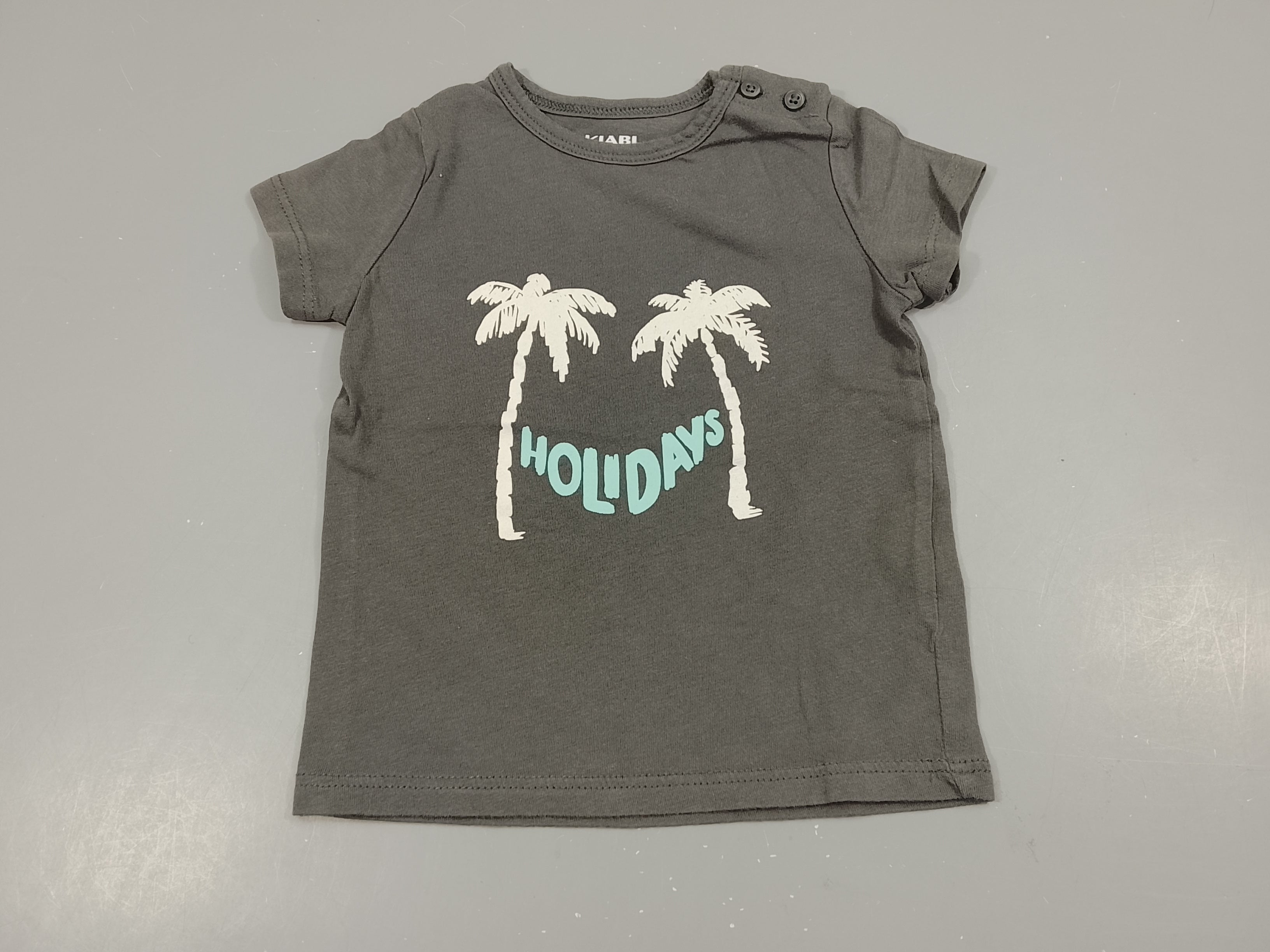 T-shirt m.c  gris , 2 palmiers blancs 