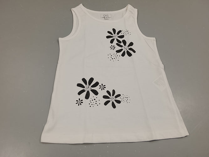 Débardeur blanc, fleurs noires, moins cher chez Petit Kiwi