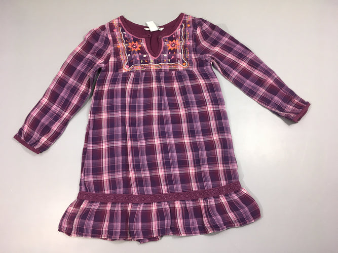 Robe m.l mauve à carreaux, moins cher chez Petit Kiwi