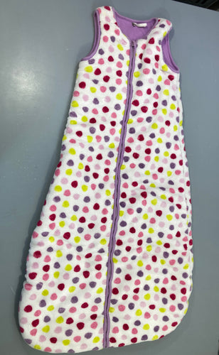 Gigoteuse ouatinée velours s.m blanche à pois multicolores, moins cher chez Petit Kiwi