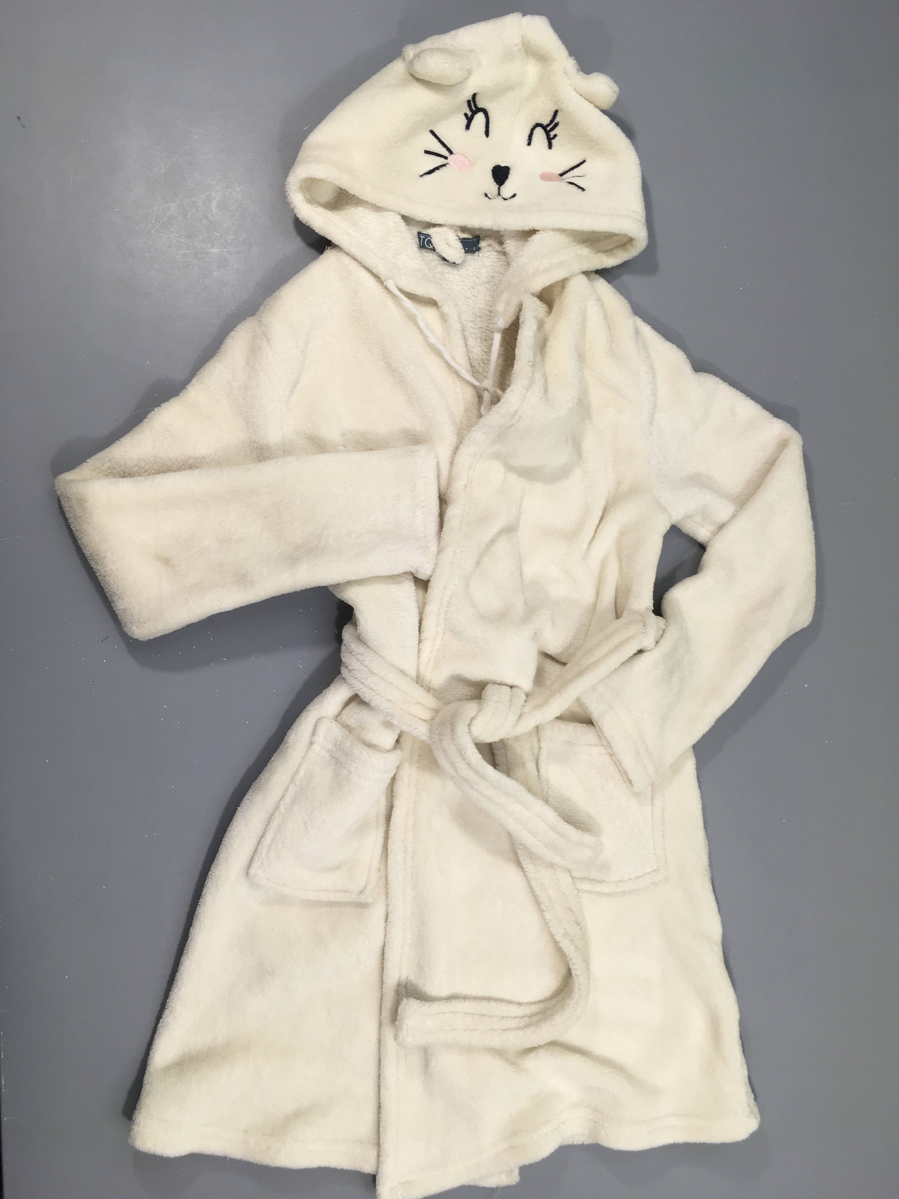 Peignoir velours blanc chat