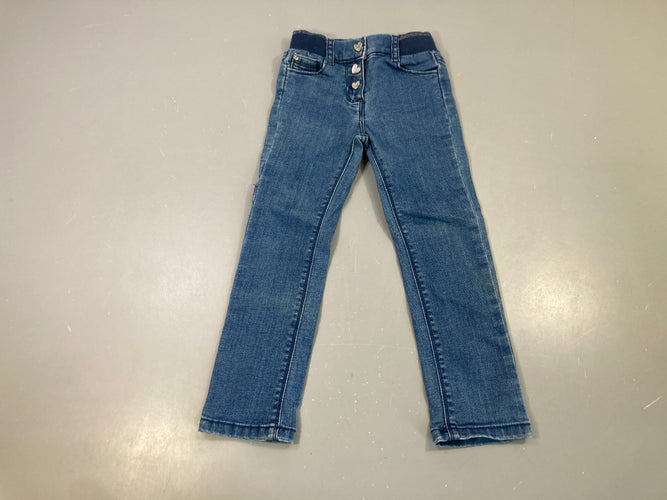 Jegging bleu, boutons coeur, moins cher chez Petit Kiwi