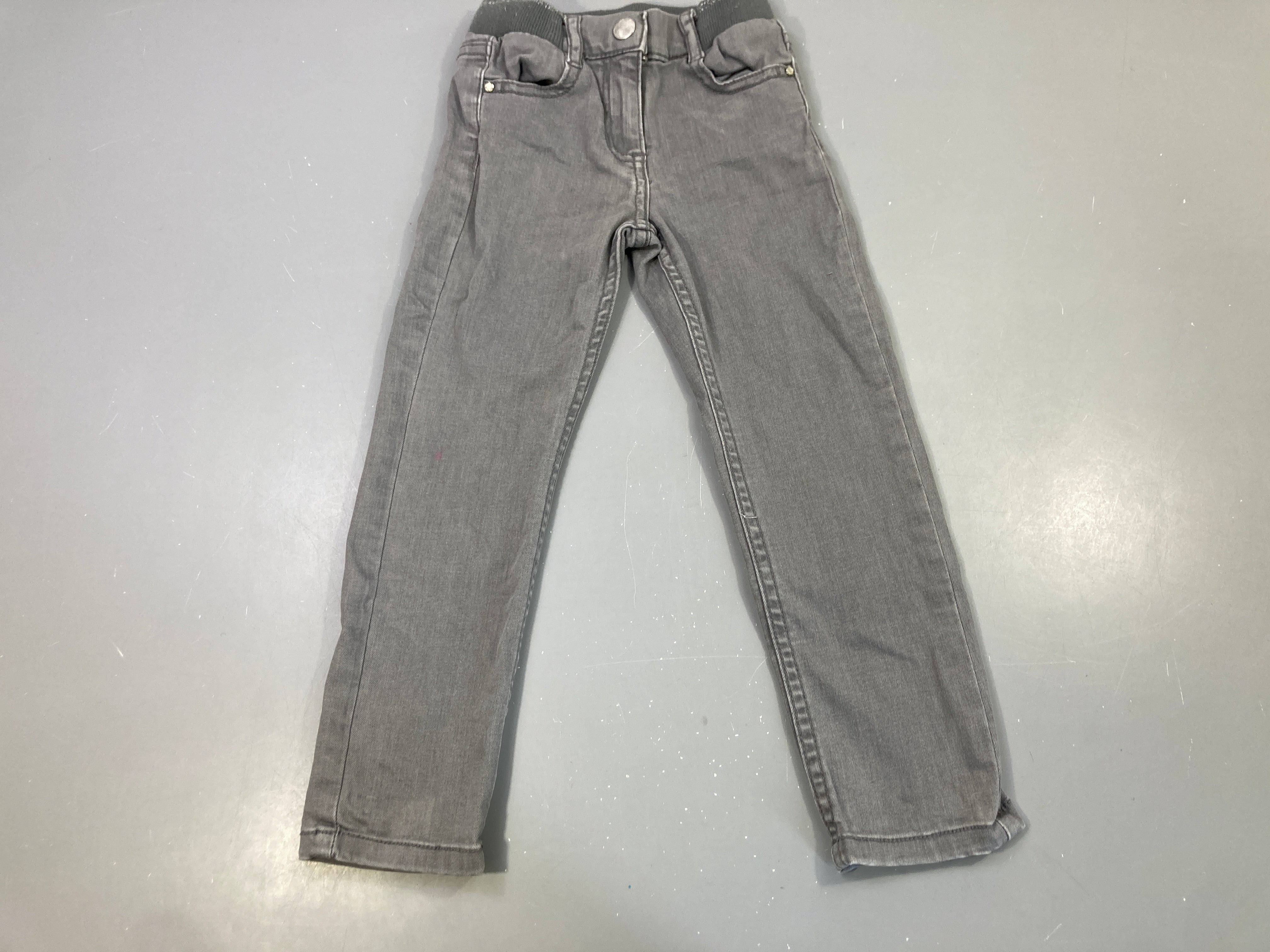 Jeans gris, taille élastiquée