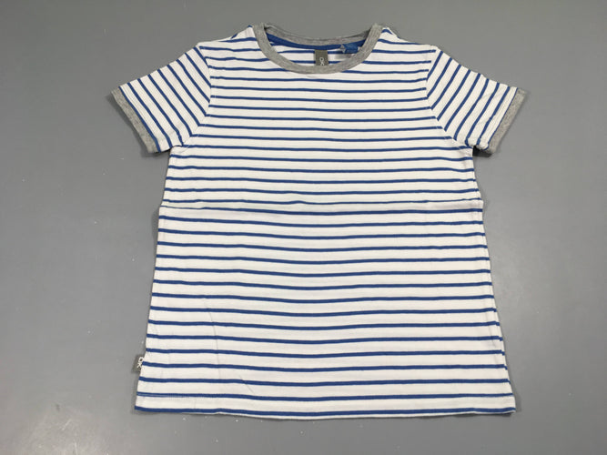 T-shirt m.c ligné blanc et bleu, moins cher chez Petit Kiwi