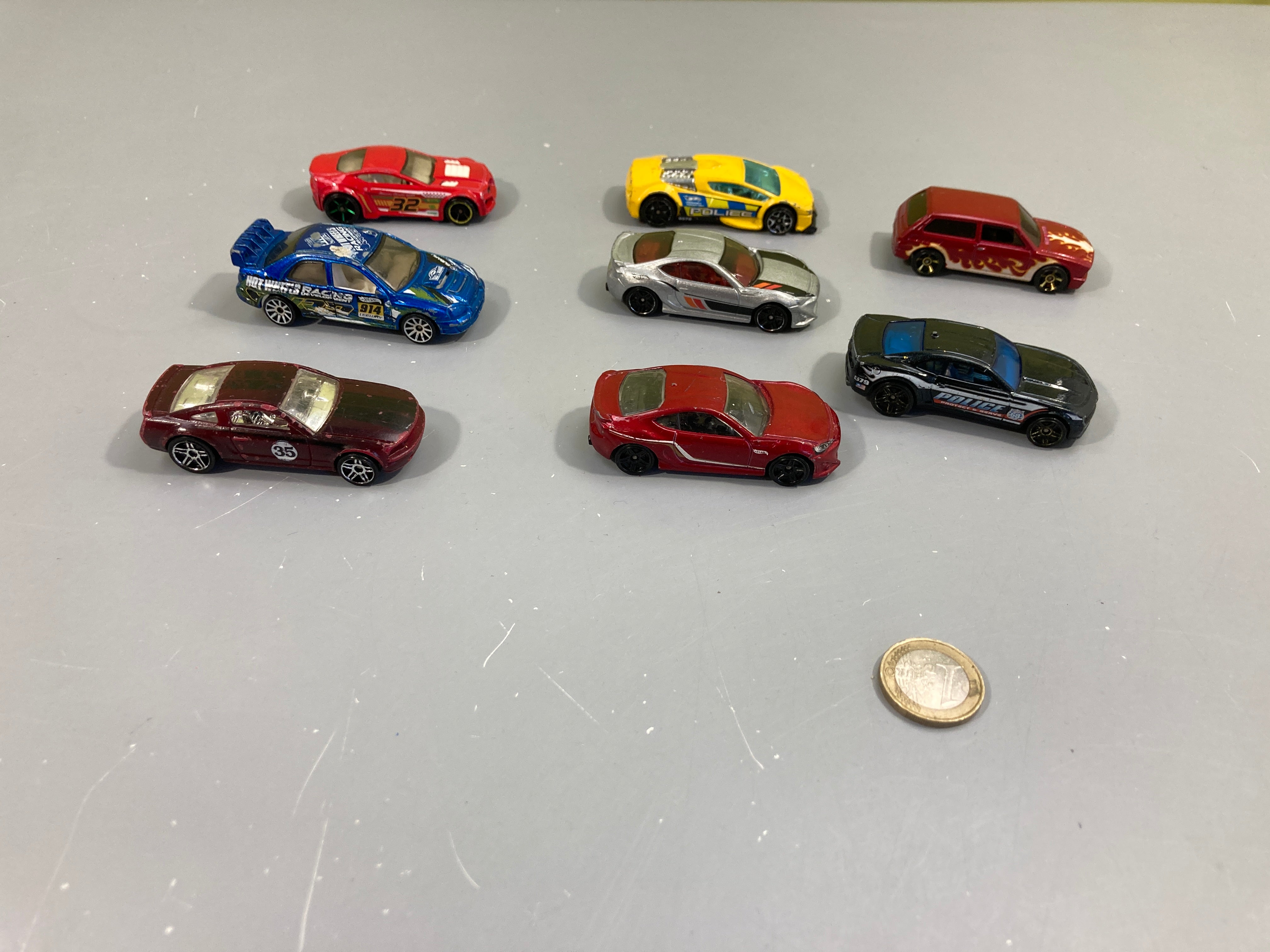 Lot de 8 voitures métaliques, Hotweels, usées