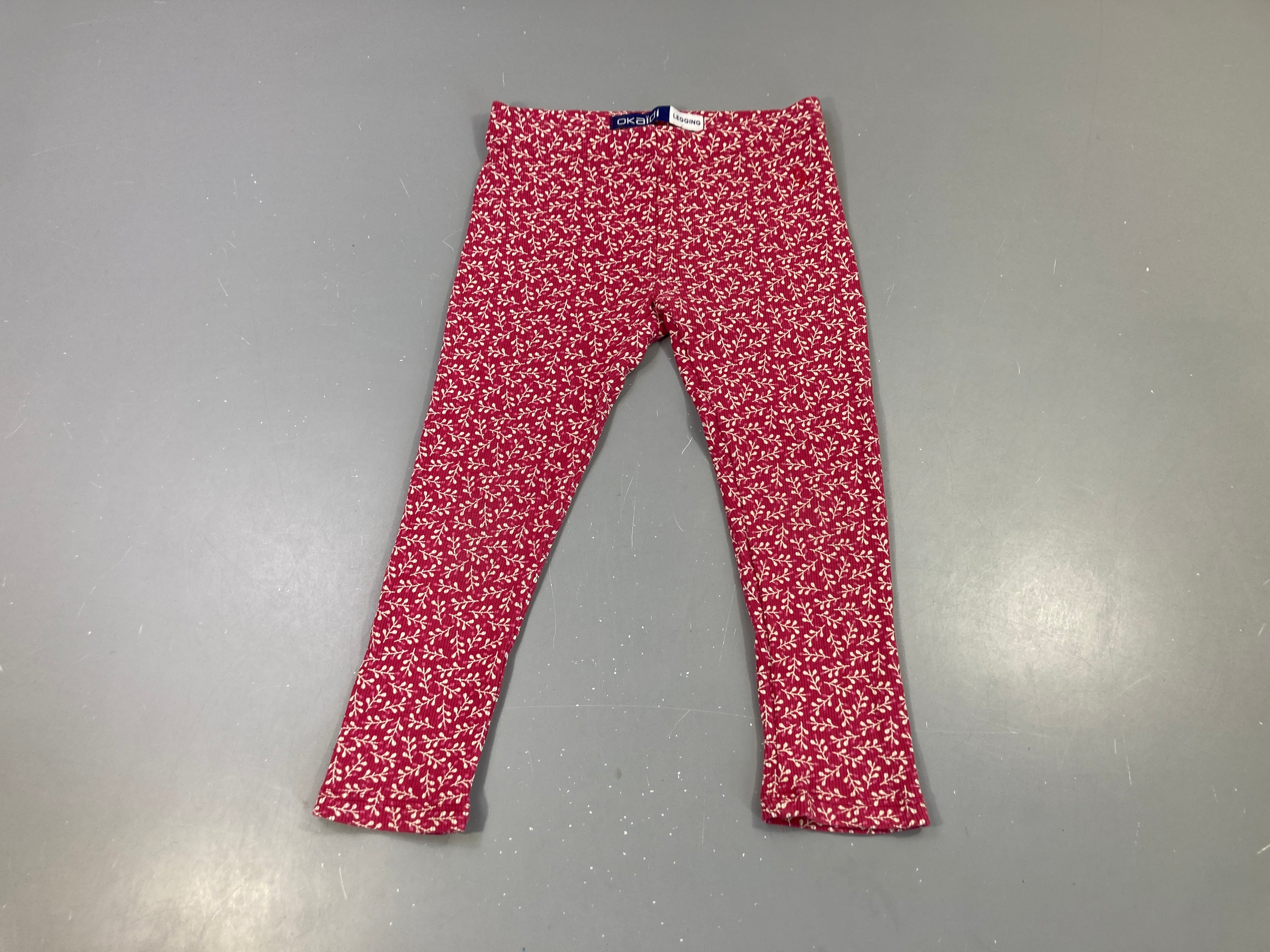 Legging côtelé bordeaux motif végétal