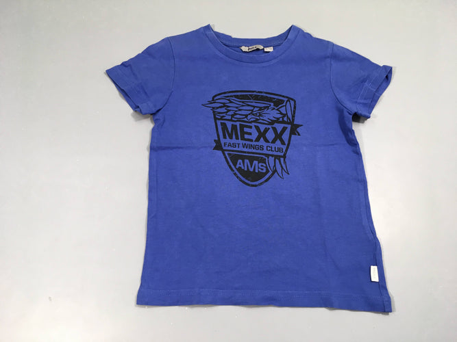 T-shirt m.c bleu, motif noir, moins cher chez Petit Kiwi