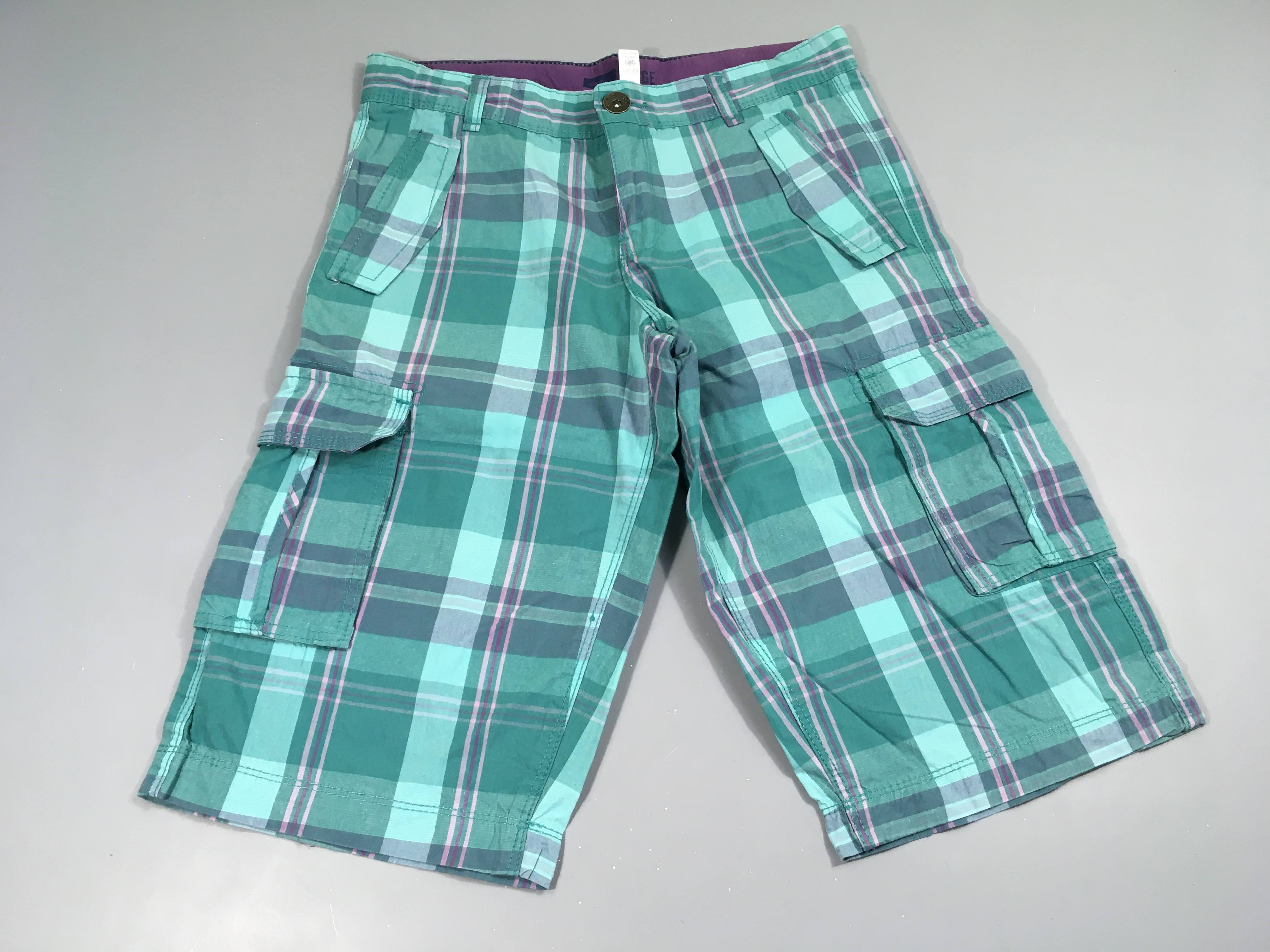 Bermuda carreaux  vert et rose