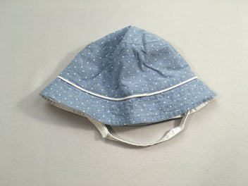 Chapeau réversible denim pois/blanc tortue