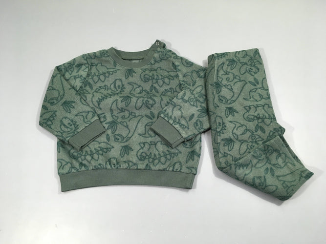 Pyjama 2 pcs polar vert dinos, moins cher chez Petit Kiwi
