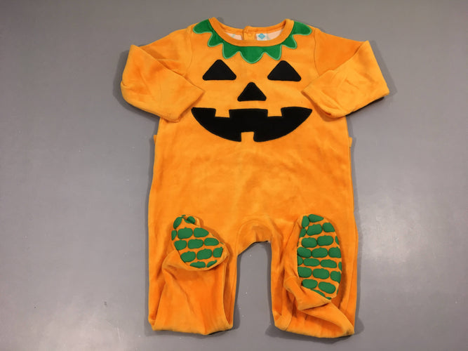 Pyjama velours orange Halloween, moins cher chez Petit Kiwi