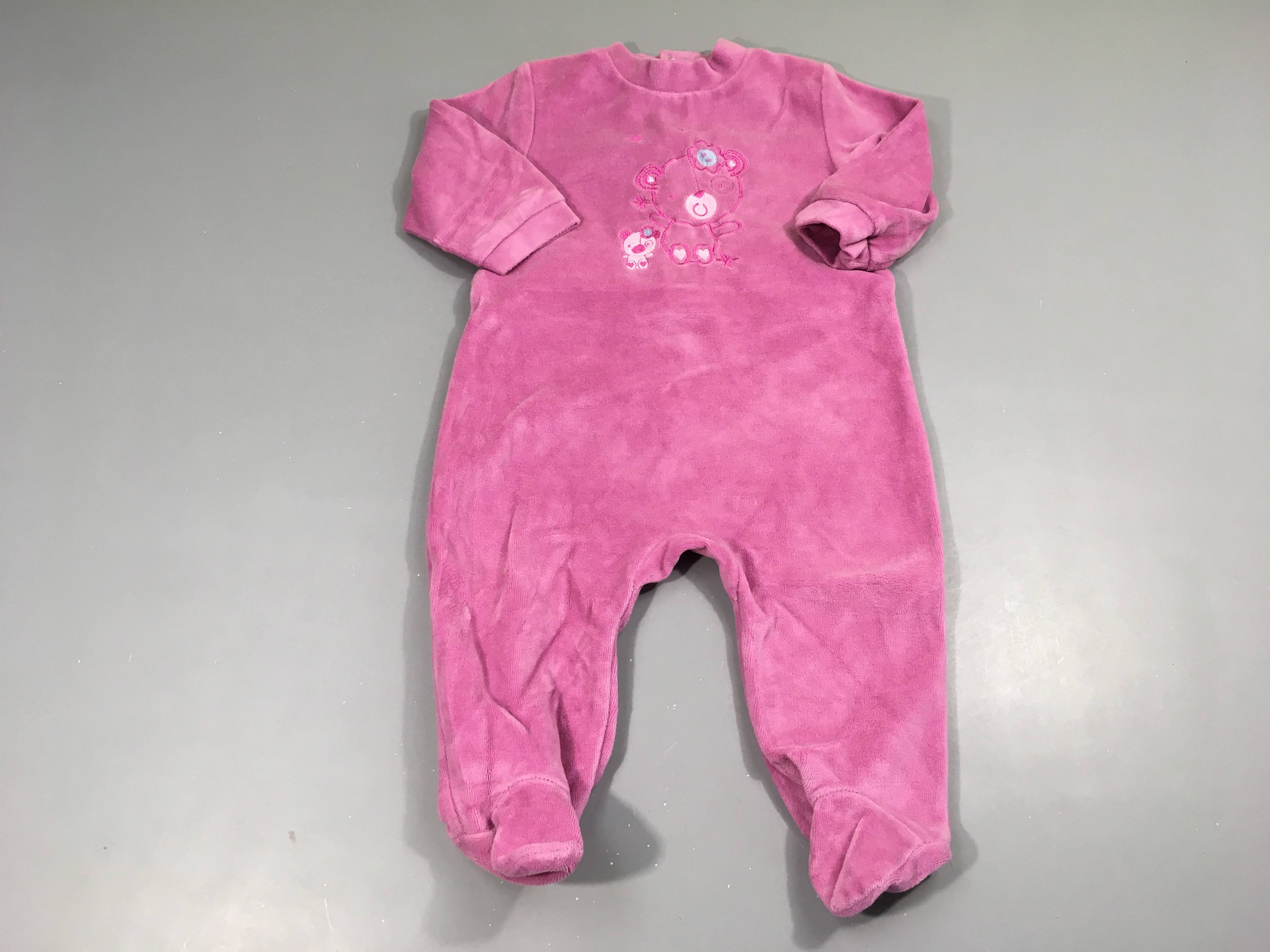 Pyjama velours mauve oursons