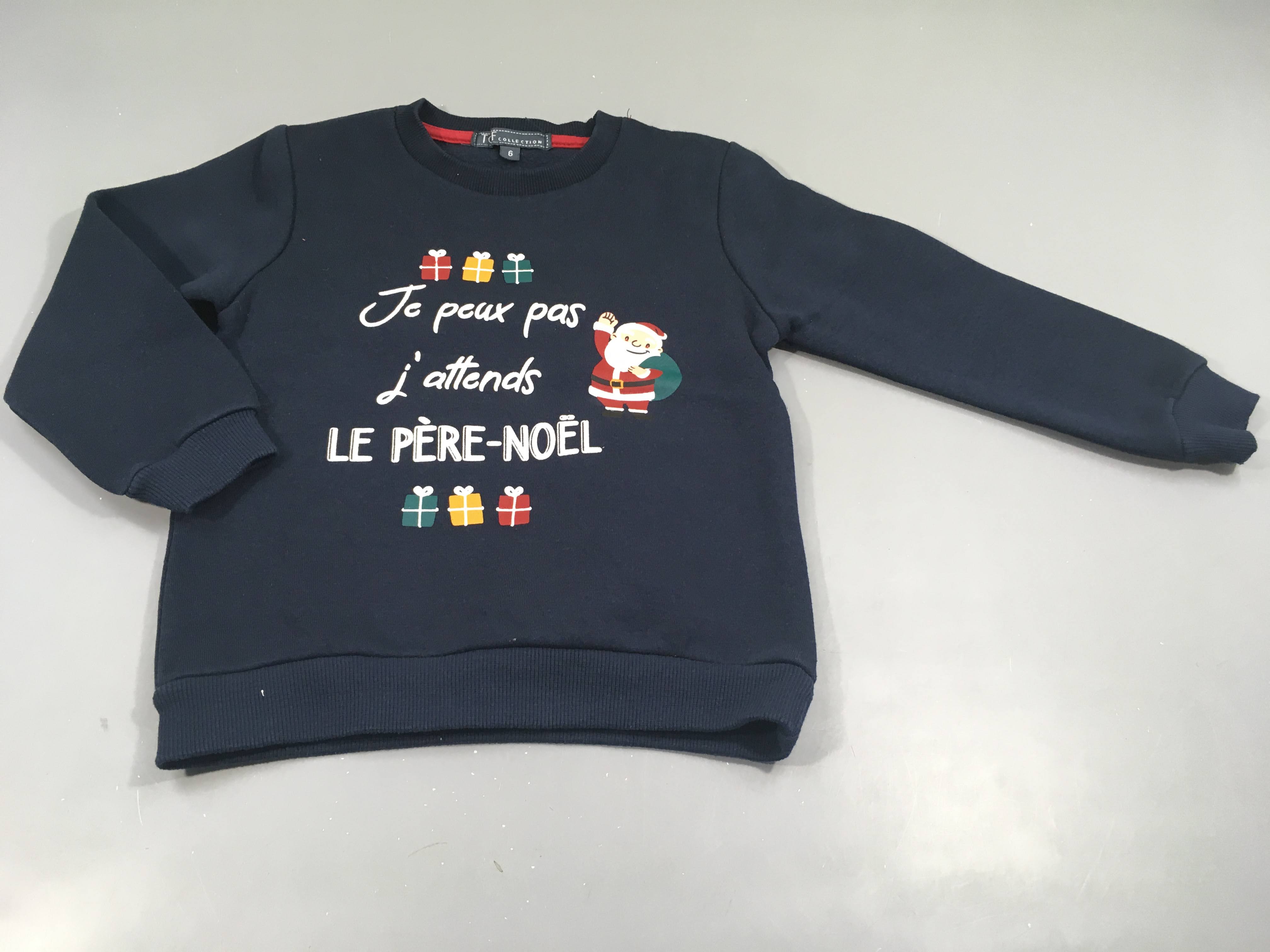 Sweat bleu marine , père Noël  