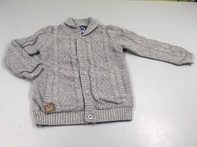 Gilet torsadé gris chiné   "le roi de la fête", moins cher chez Petit Kiwi