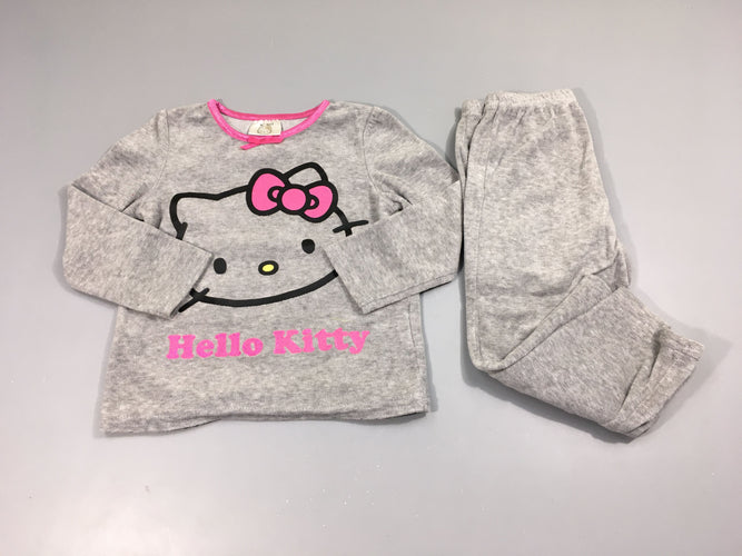 Pyjama 2pcs velours gris/ros Hello Kitty, moins cher chez Petit Kiwi