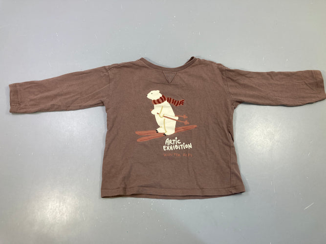 T-shirt m.l brun ours ski, moins cher chez Petit Kiwi