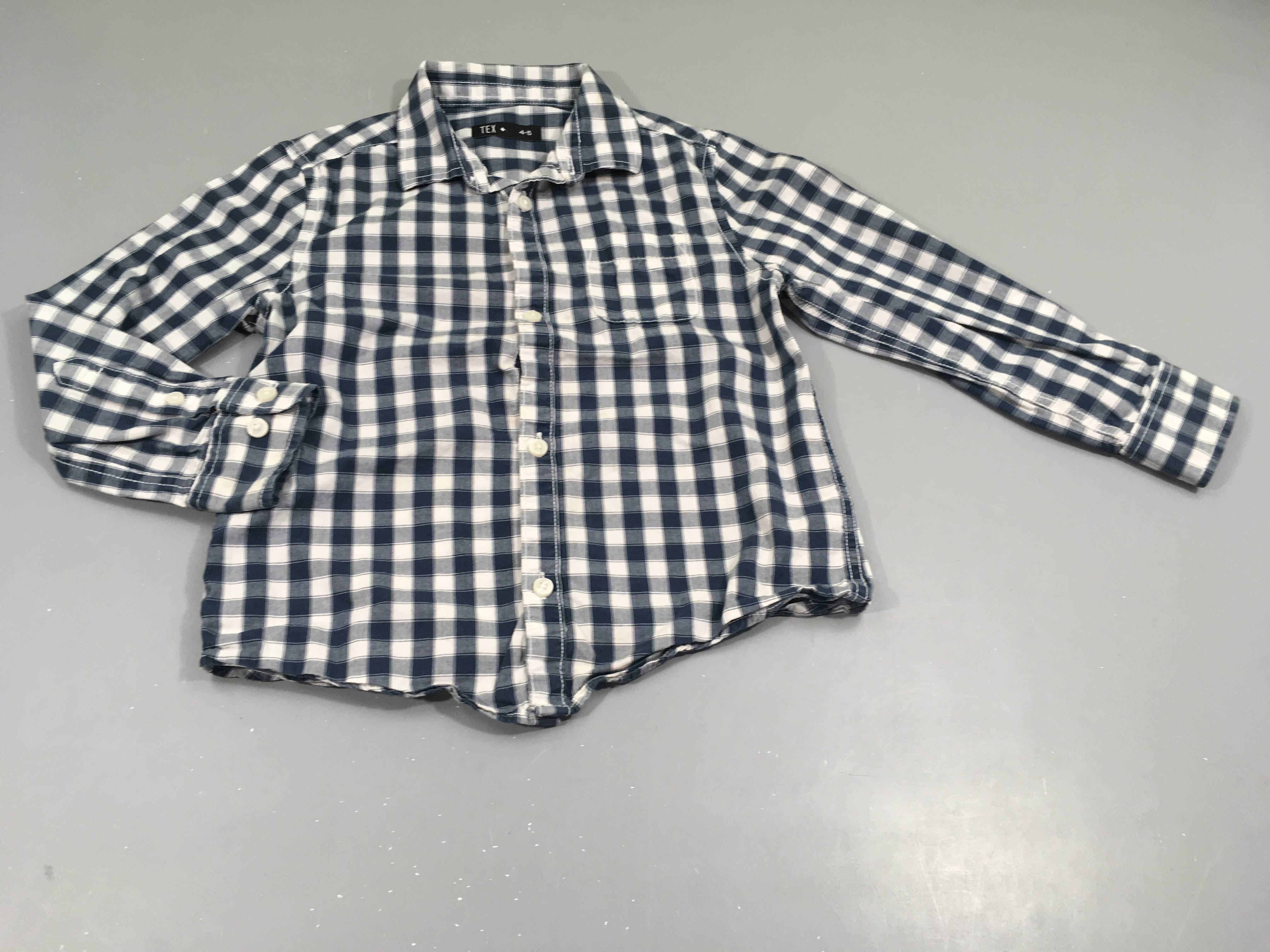 Chemise m.l à carreaux bleu et blanc