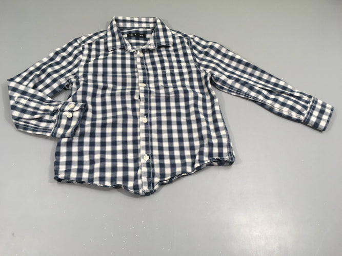 Chemise m.l à carreaux bleu et blanc, moins cher chez Petit Kiwi