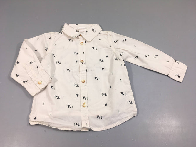 Chemise m.l blanche motifs chapeaux  triangulaires bleus, moins cher chez Petit Kiwi