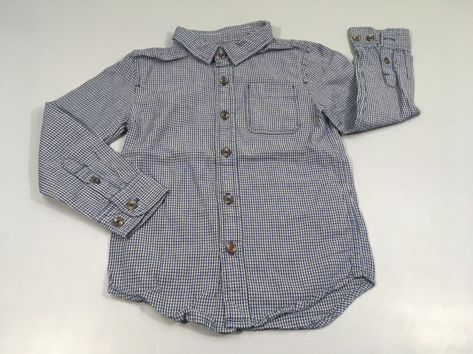 Chemise m.l Monoprix à carreaux bleu et blanc, moins cher chez Petit Kiwi