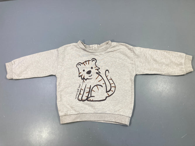Sweat beige tigre, légèrement bouloché, moins cher chez Petit Kiwi
