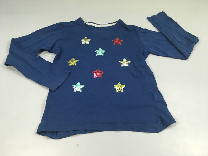 T-shirt m.l bleu , étoiles en sequins colorés, moins cher chez Petit Kiwi