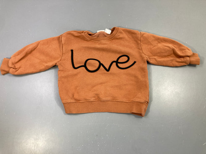 Sweat orange Love, moins cher chez Petit Kiwi