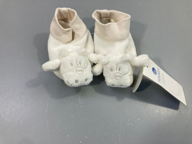 NEUF chaussons velours blanc vaches grelots, moins cher chez Petit Kiwi