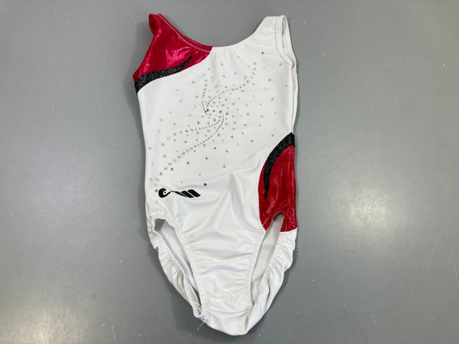 Maillot de gym blanc, rose, noir avec strass . Pas de taille indiquée, moins cher chez Petit Kiwi