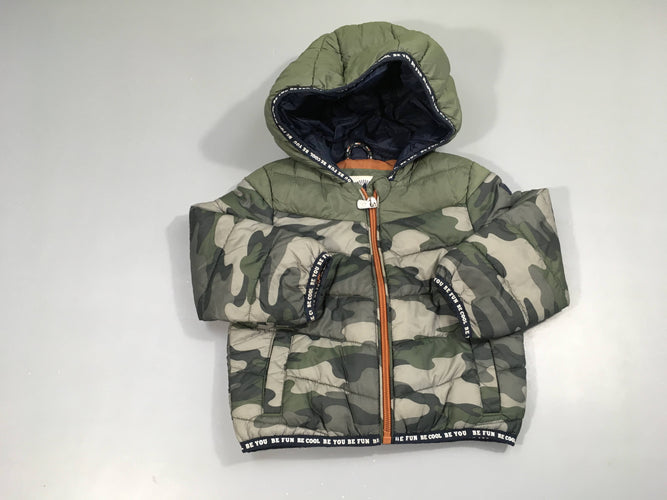 Doudoune kaki camouflage à capuche, moins cher chez Petit Kiwi