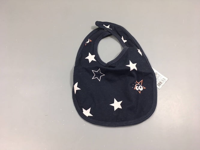 Bavoir jersey bleu marine étoiles, moins cher chez Petit Kiwi