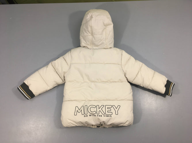 Doudoune ouatinée blanc cassé à capuche doublé Teddy, moins cher chez Petit Kiwi