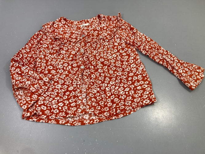 Blouse ml Little Cigogne rouille à fleurs blanches, moins cher chez Petit Kiwi