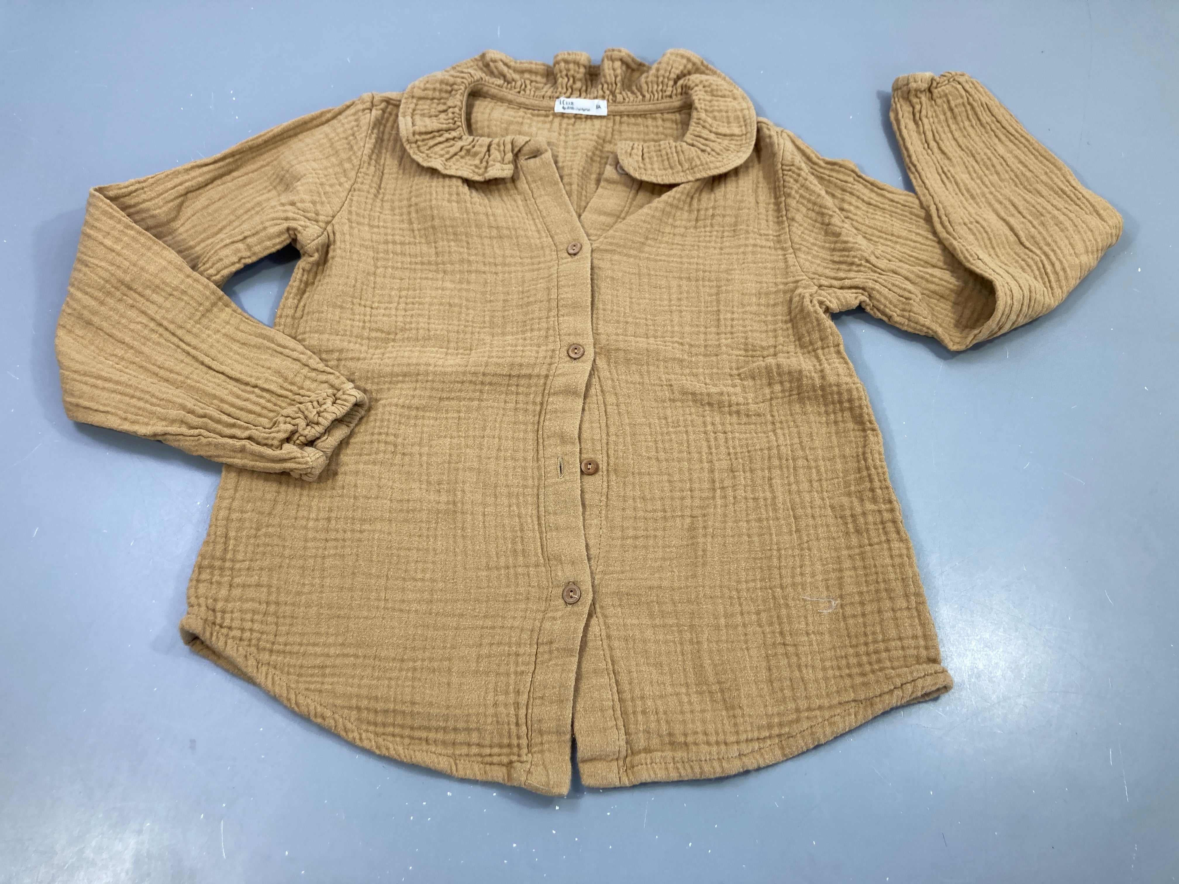 Chemisier ml Little Cigogne gauffré jaune moutarde