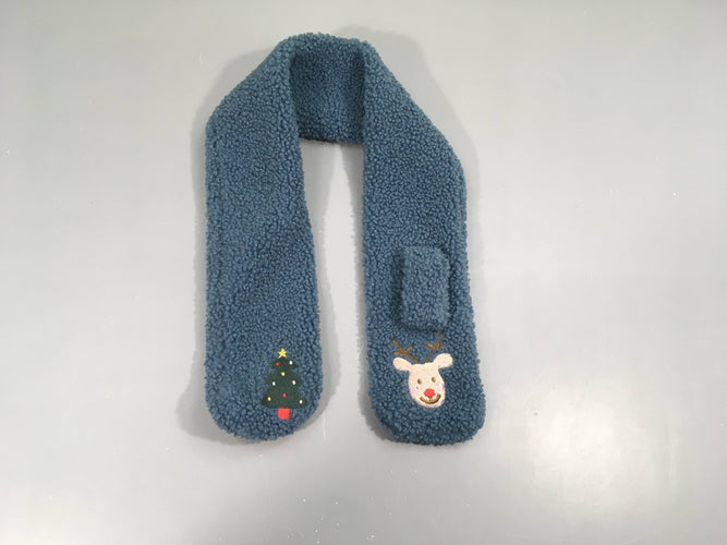 Echarpe Teddy bleue sapin de noël, moins cher chez Petit Kiwi