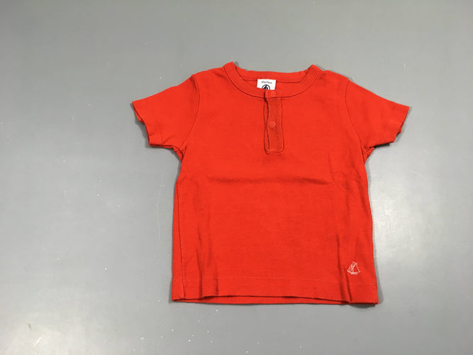 T-shirt m.c rouge, bouloché, moins cher chez Petit Kiwi