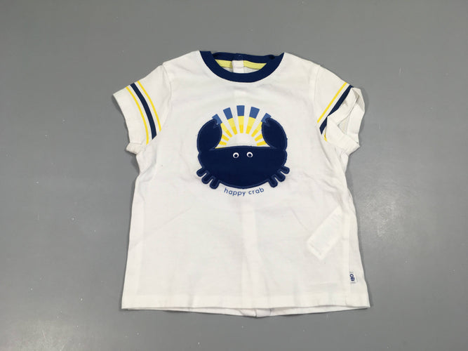 T-shirt m.c blanc flammé crabe, moins cher chez Petit Kiwi