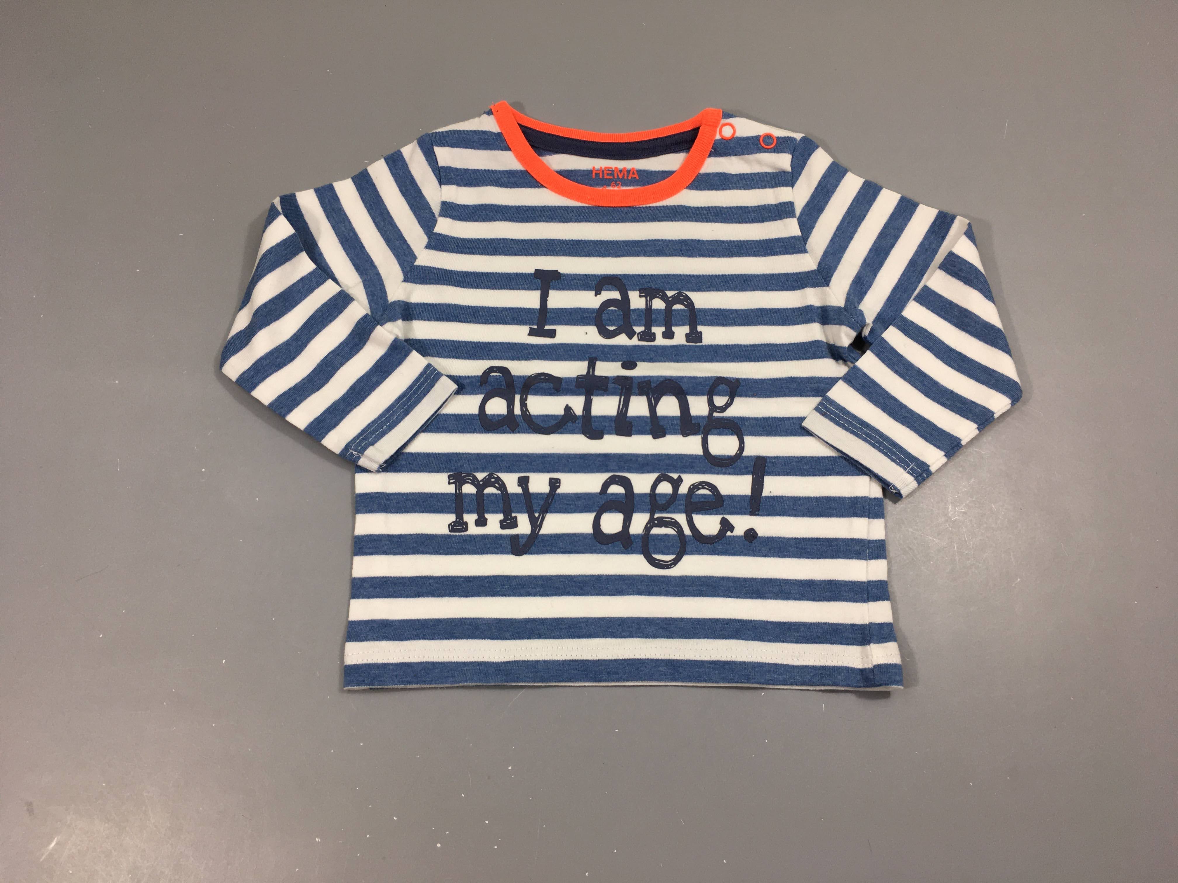 T-shirt m.l bleu rayé blanc acting