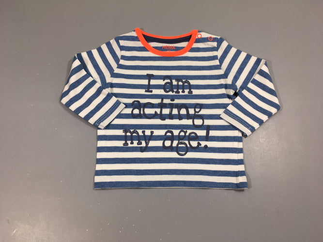 T-shirt m.l bleu rayé blanc acting, moins cher chez Petit Kiwi