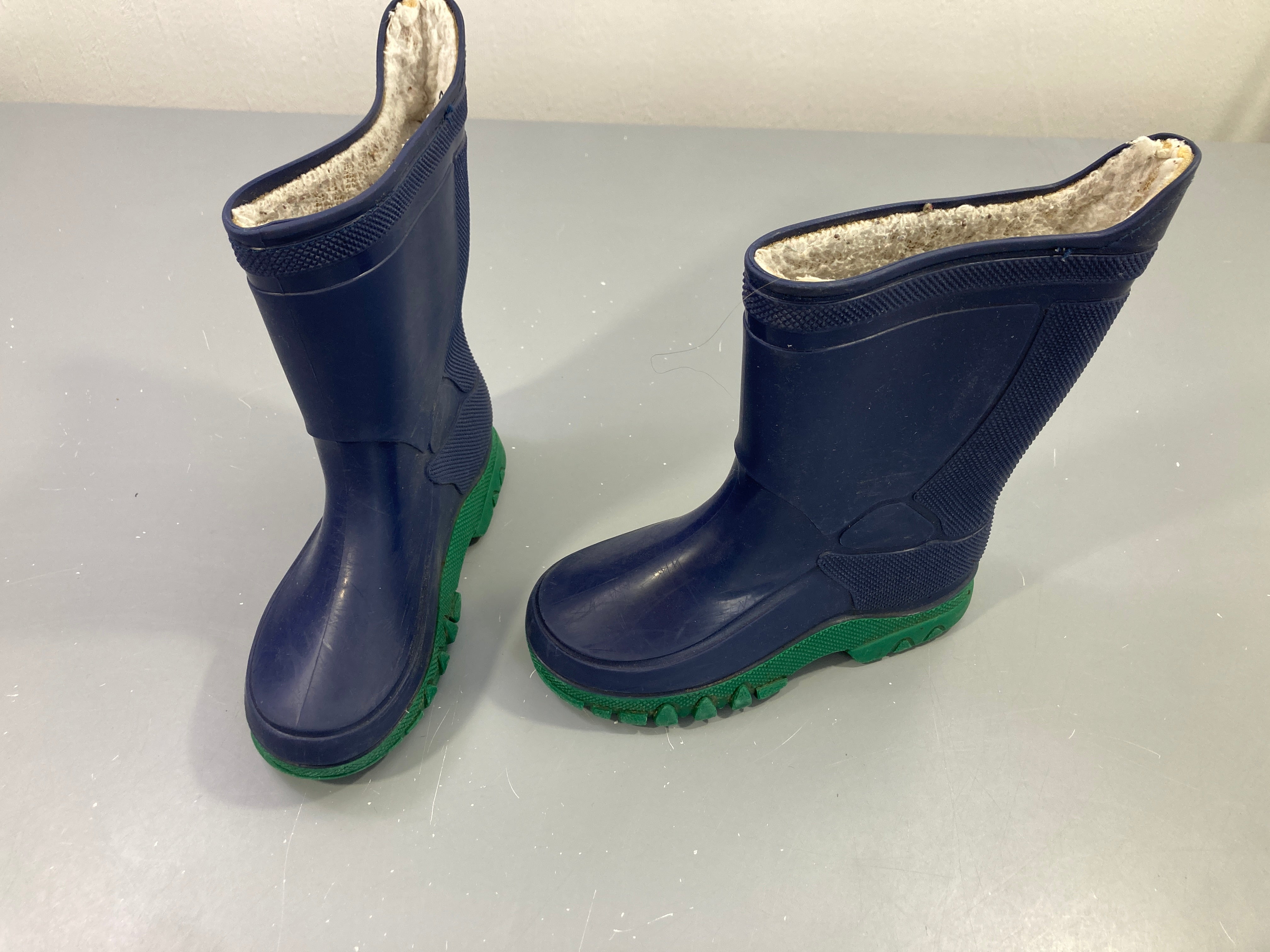 Bottes Galmod  en caoutchouc bleu et vert fourrées  -27