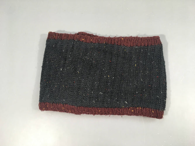 Tour de cou mailles chinées bleu foncé bords bordeaux doublé teddy, moins cher chez Petit Kiwi