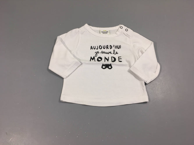 T-shirt m.l blanc Monde, moins cher chez Petit Kiwi