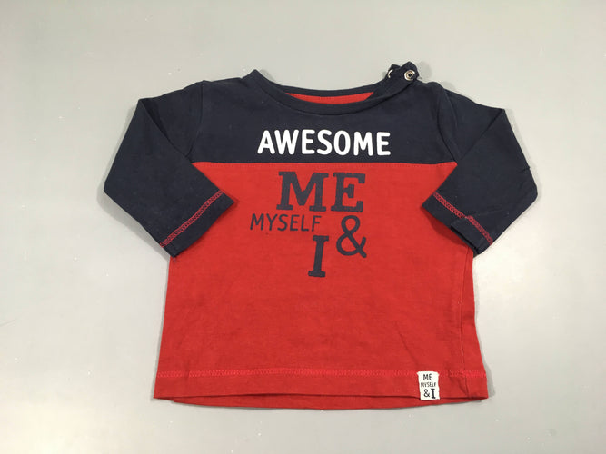 T-shirt m.l rouge/bleu marine Awesome, moins cher chez Petit Kiwi