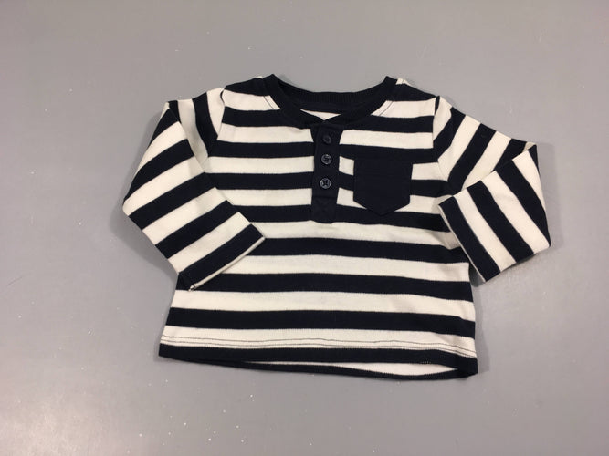 T-shirt m.l rayé bleu marine/blanc, moins cher chez Petit Kiwi