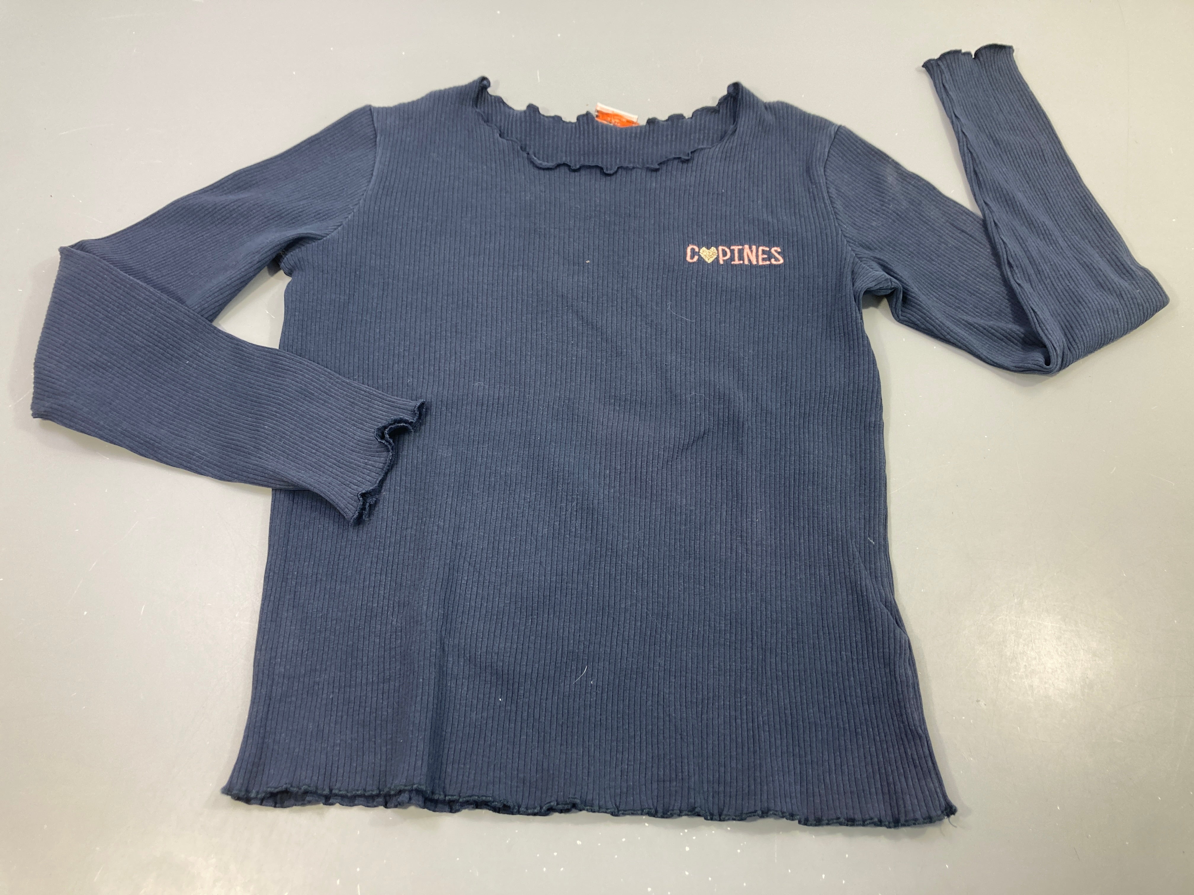 T-shirt m.l bleu marine côtelé 