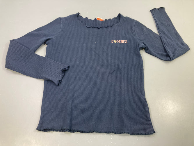 T-shirt m.l bleu marine côtelé "copines", moins cher chez Petit Kiwi