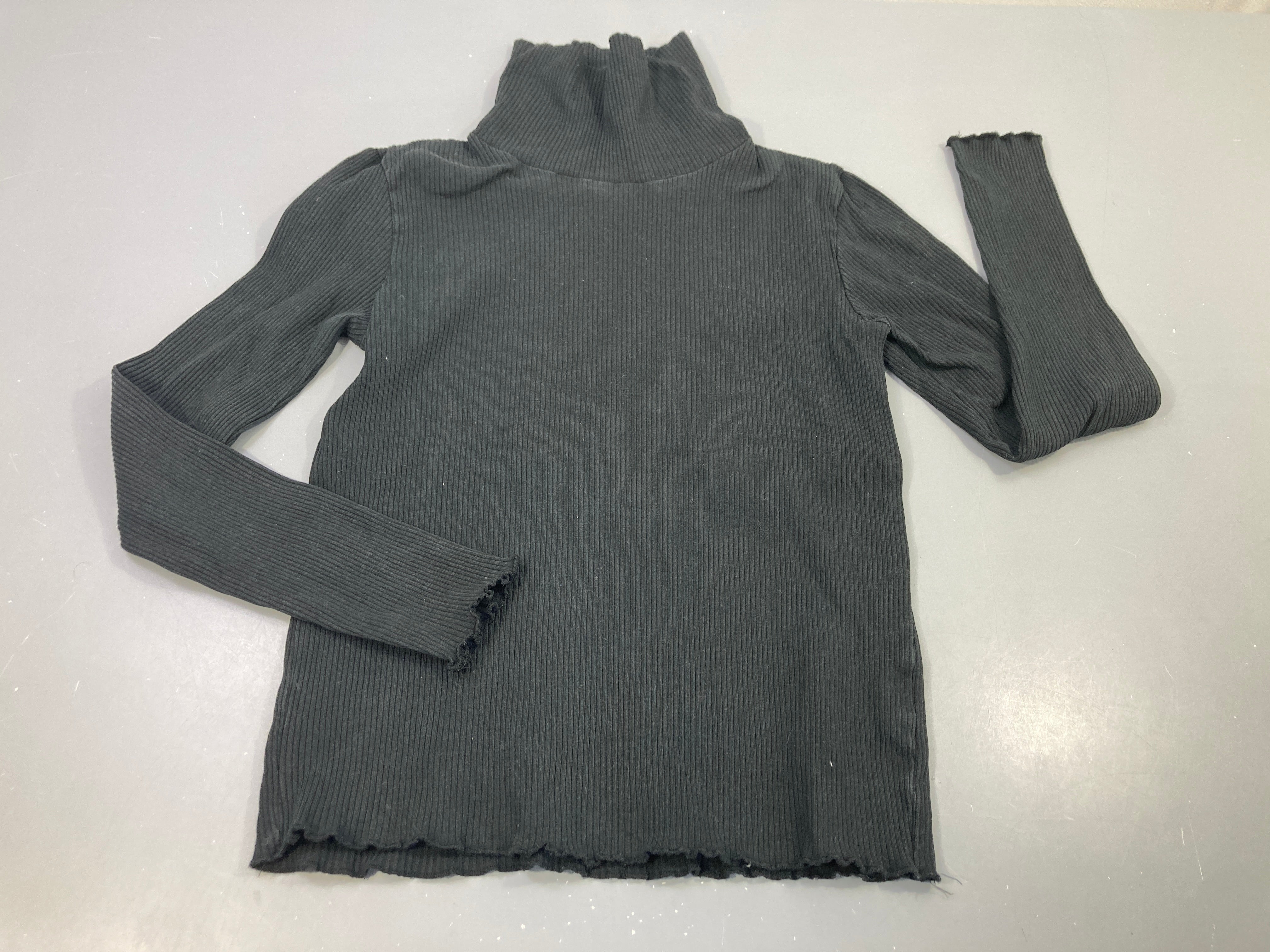 T-shirt m.l col roulé noir côtelé