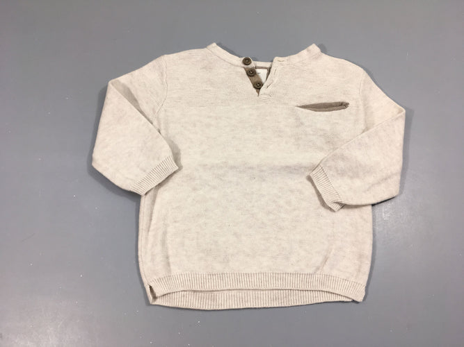 Pull beige chiné, moins cher chez Petit Kiwi