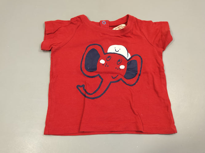 T-shirt m.c rouge, éléphant bleu marine, moins cher chez Petit Kiwi