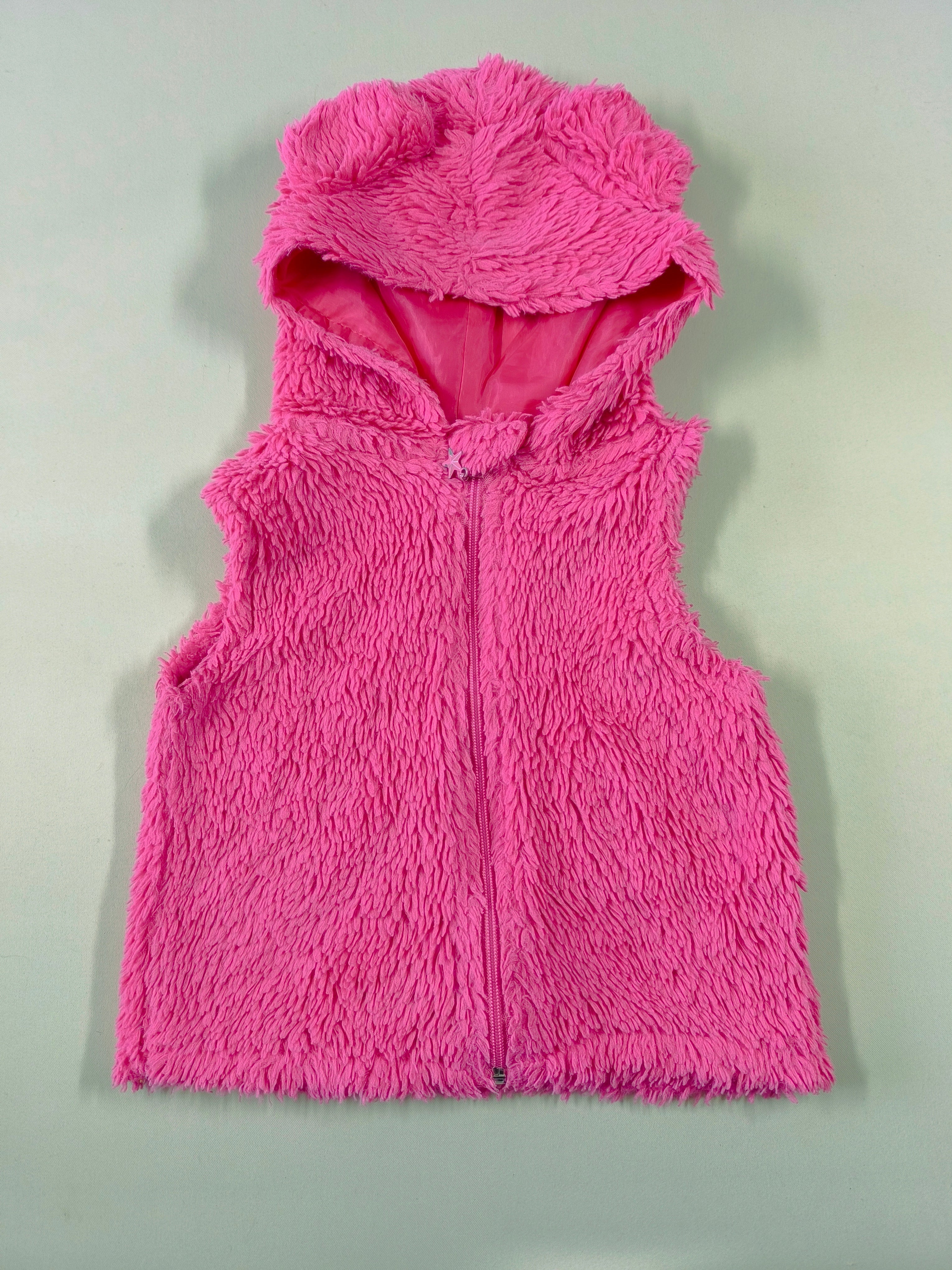 Gilet s.m à capuche peluche rose